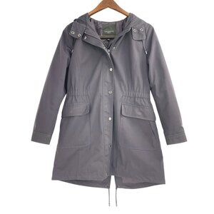 Talbots Purple Hooded Rain Coat Jacket Womens Size Small Petite Pockets Lined